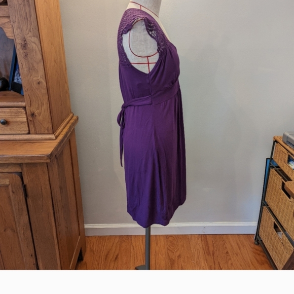 NWT Buffalo David Bitton Crochet Bodice Sun Dress Size Small Empire Waist Tie - Picture 2 of 8